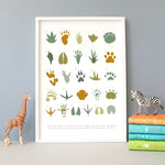 Little Blue Zebra | Animal Tracks A-Z Giclée Print in Camouflage A3 - Bubba & Me