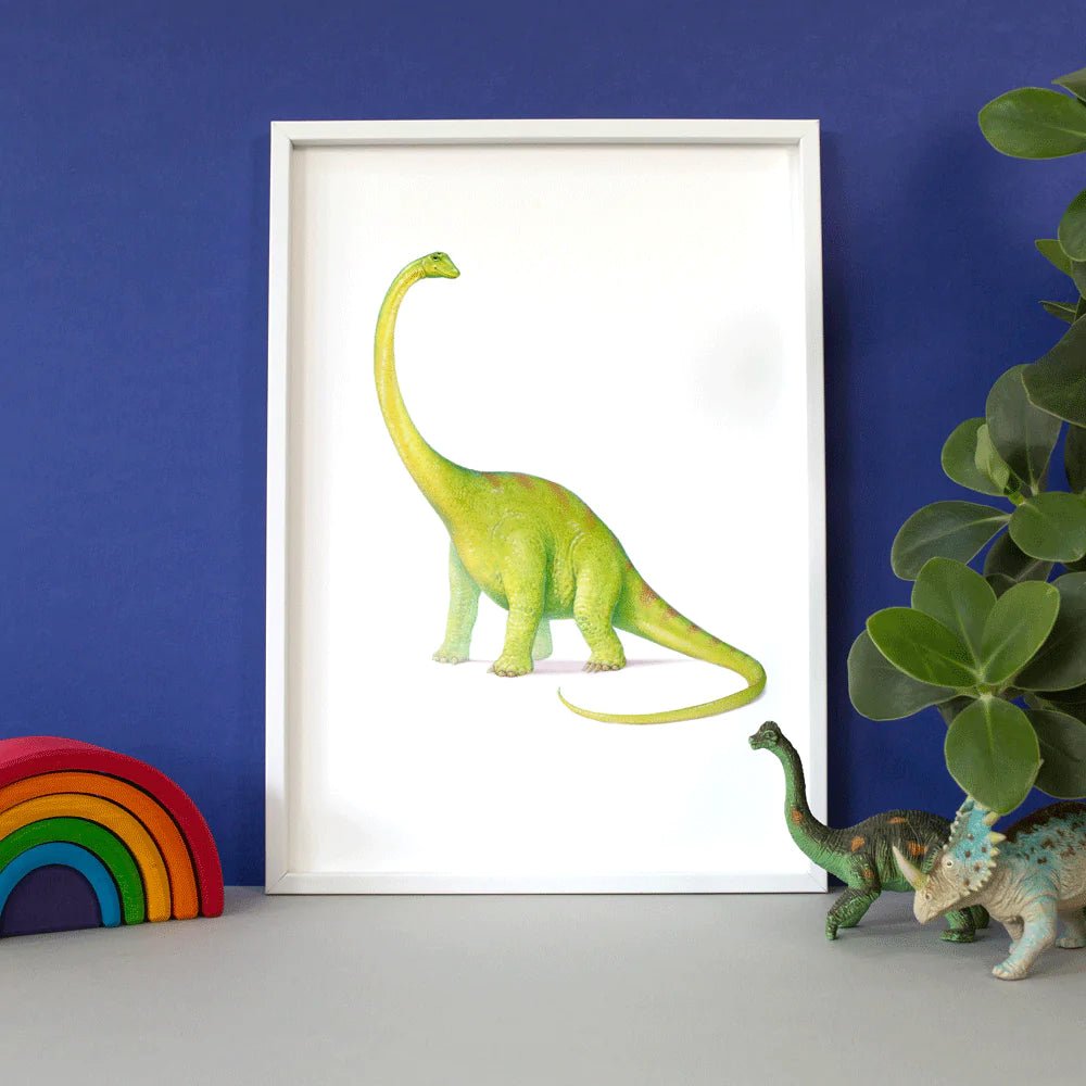 Little Blue Zebra | Brachiosaurus Giclée Print A5 - Bubba & Me