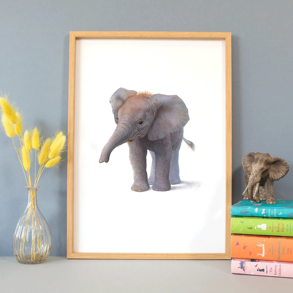 Little Blue Zebra | Elephant Giclée Print A4 - Bubba & Me