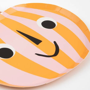 Meri Meri | Pink & Orange Stripy Pumpkin Plates - Bubba & Me
