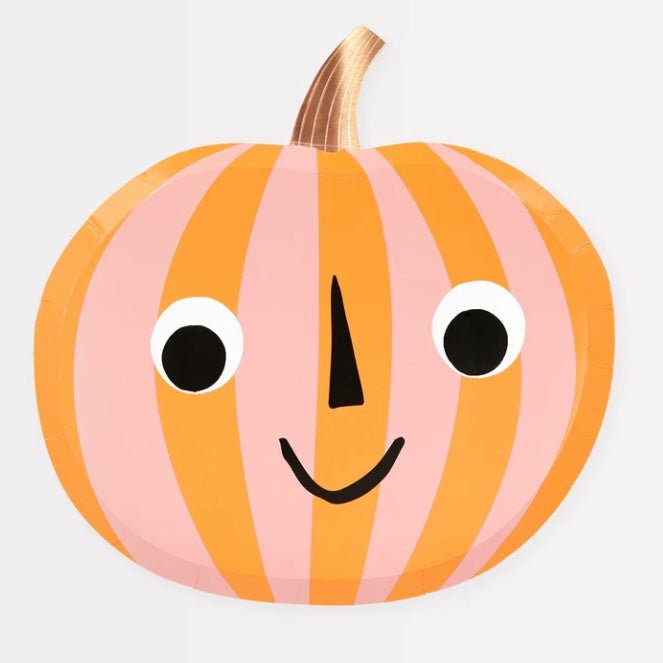 Meri Meri | Pink & Orange Stripy Pumpkin Plates - Bubba & Me