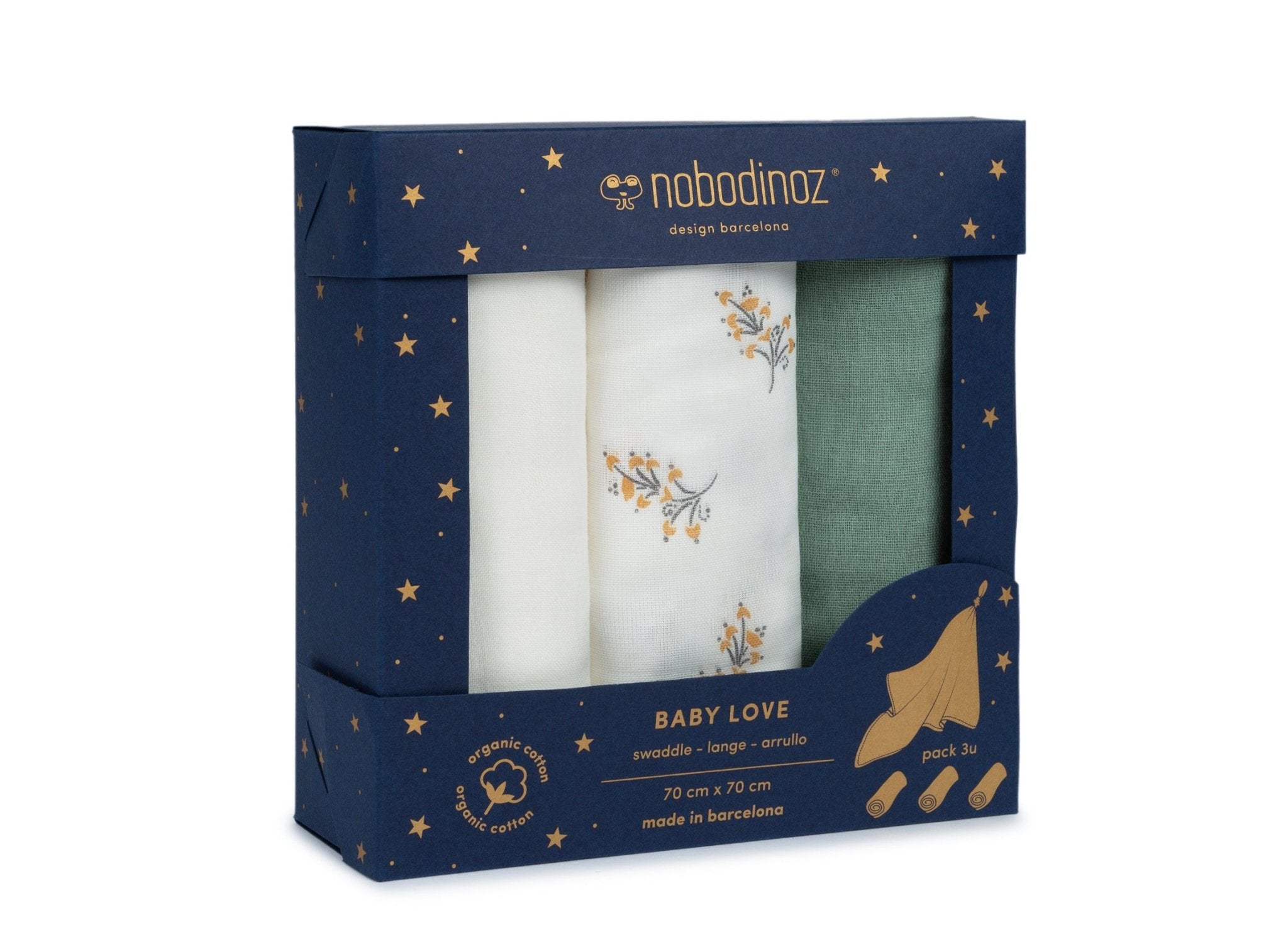 Nobodinoz | 3 Pack Baby Love Swaddle - Bubba & Me