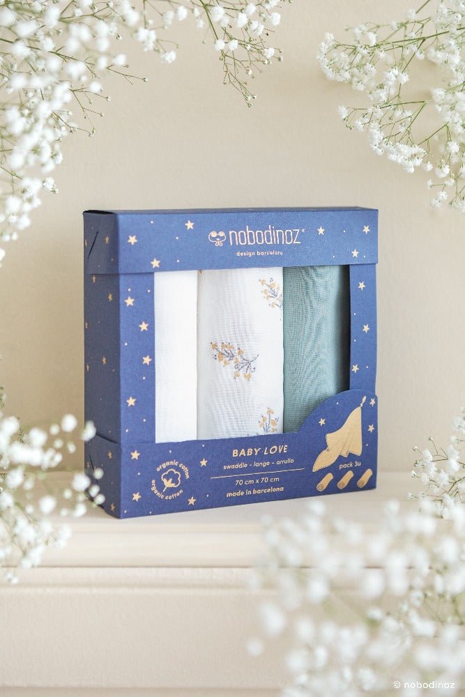 Nobodinoz | 3 Pack Baby Love Swaddle - Bubba & Me