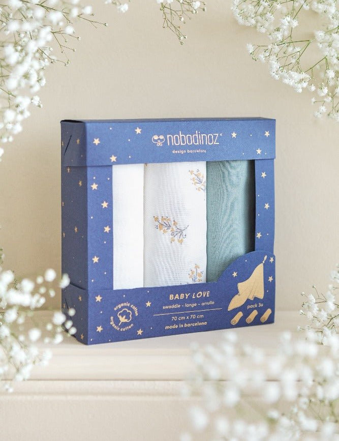 Nobodinoz | 3 Pack Baby Love Swaddle - Bubba & Me