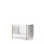 Oliver Furniture | Wood Mini+ Cot Bed Including Junior Kit in White/Oak - Bubba & Me