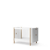 Oliver Furniture | Wood Mini+ Cot Bed Including Junior Kit in White/Oak - Bubba & Me